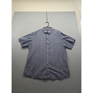Untuckit Men's Hartwell Shirt  2X Large Blue Floral Short Sleeve Button Up XXL